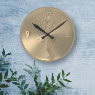 Stylish Gold Coloured Round Wall Clock