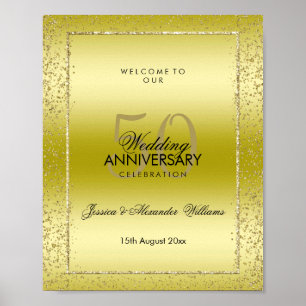 Stylish Gold Confetti 50th Golden Wedding Poster