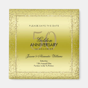 Stylish Gold Confetti 50th Wedding Save The Date Magnet