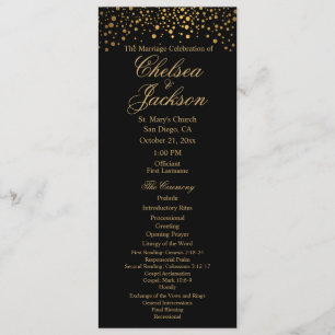 Stylish Gold Confetti Dots   Black - Program Programme