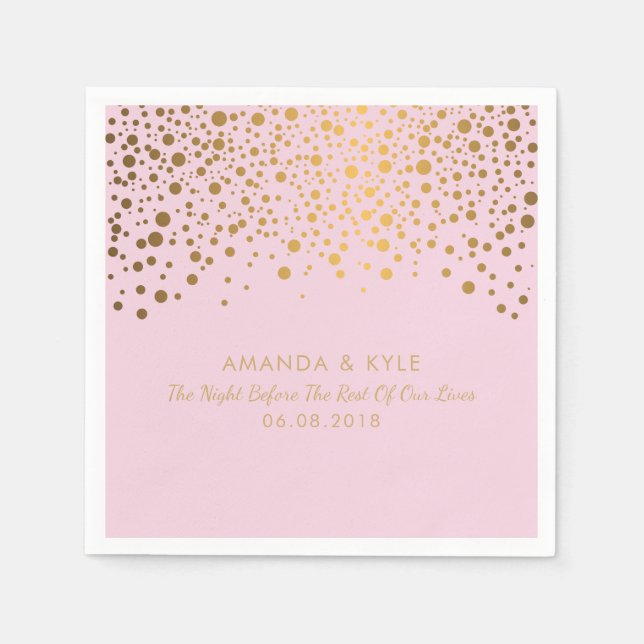 Stylish Gold Confetti Dots on Pale Pink Design Napkin (Front)