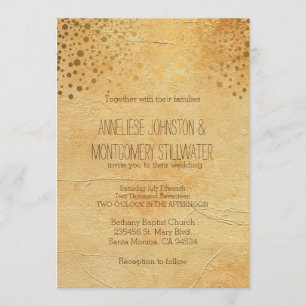Stylish Gold Confetti Dots   Vintage Invitation