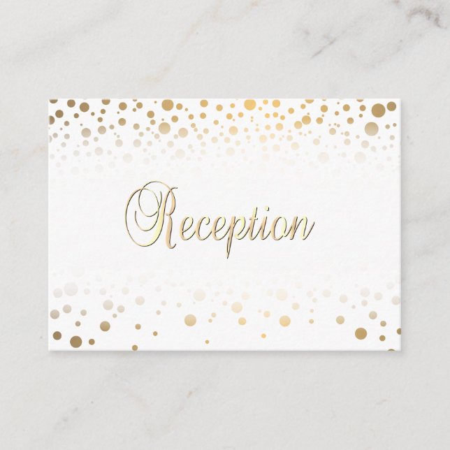 Stylish Gold Confetti Dots | White Background Enclosure Card (Front)