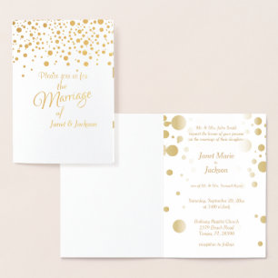 Stylish Gold Confetti Dots   White Background Foil Card