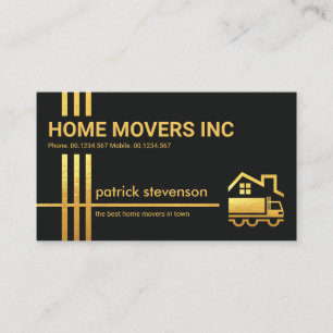 Stylish Gold Crisscross Lines Home Movers Truck Business Card