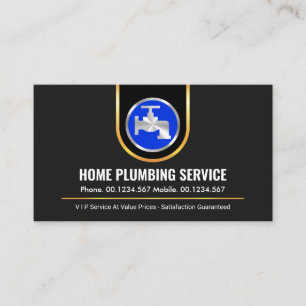 Stylish Gold Curved Border Blue Faucet Business Card