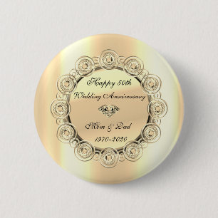 Stylish Gold Diamonds 50th Wedding Anniversary 6 Cm Round Badge