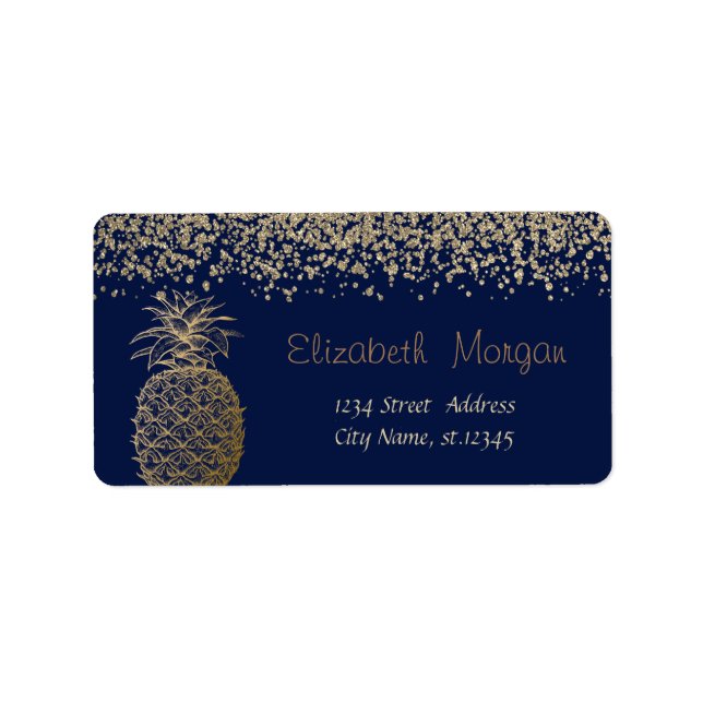  Stylish Gold Diamonds Gold Pineapple Navy Blue Label (Front)