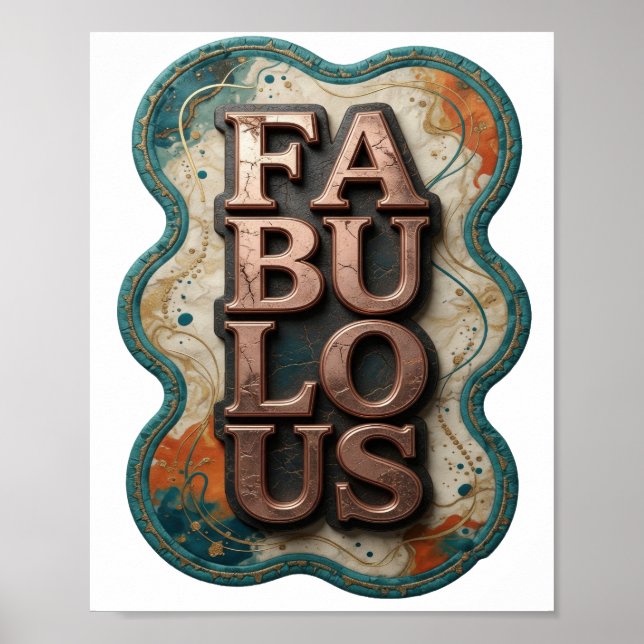 Stylish Gold FABULOUS Text Design Poster (Front)