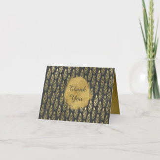 Stylish Gold Feathers Thank You Card
