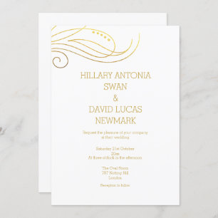 Stylish Gold Flourish Wedding Invitation