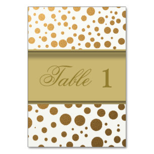 Stylish Gold Foil Confetti Dots Table Number Cards