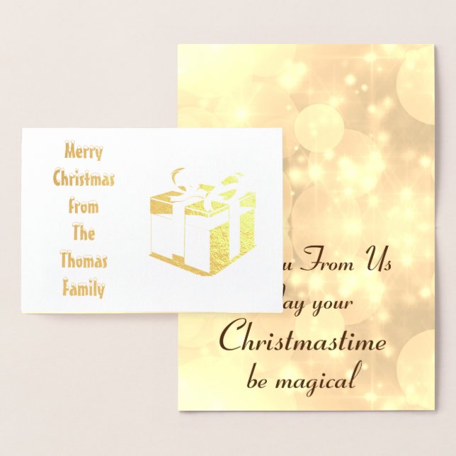 Stylish Gold Foil Personalised Family Christmas Foil Card (Display)