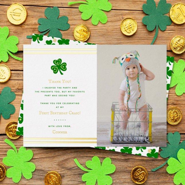 Stylish Gold Foil St. Patrick's Day 1st Birthday (Creator Uploaded)