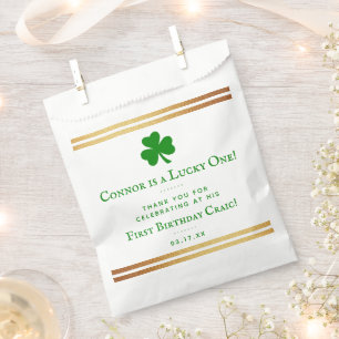 Stylish Gold Foil St. Patrick's Day 1st Birthday Favour Bags