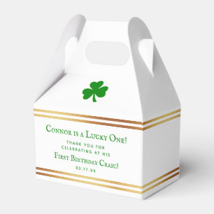 Stylish Gold Foil St. Patrick's Day 1st Birthday Favour Box