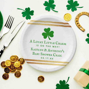 Stylish Gold Foil St. Patrick's Day Baby Shower Paper Plate
