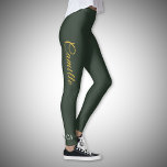 Stylish Gold & Forest Green Monogram  Leggings<br><div class="desc">For a classy and elegant woman,  this stylish leggings in Forest Green colour with a gold name and monogram letters in white could be a nice gift idea for sports,  yoga or to wear every day!</div>