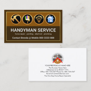 Stylish Gold Frame Brown Layers Contractor Business Card