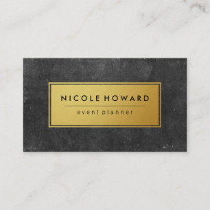 Stylish Gold Frame Slate Background Business Card