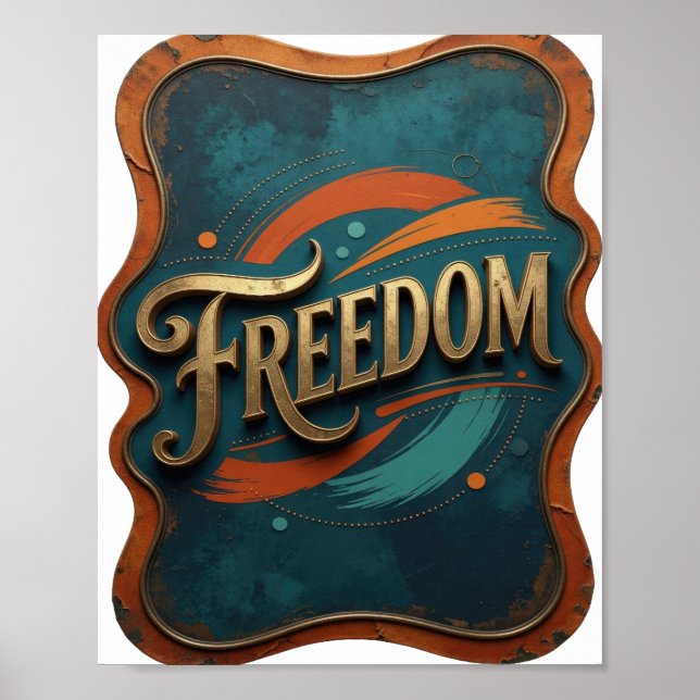 Stylish Gold FREEDOM Statement Tee Poster (Front)