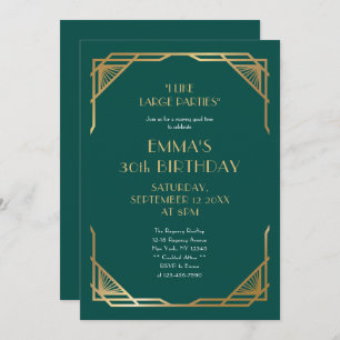 Stylish Gold Gatsby Style 30th Birthday Party Invitation