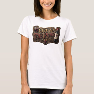 Stylish Gold GIVE TO THE POUR Artistic Motif T-Shirt