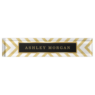 Stylish Gold Glitter Modern Premium Luxury Look Nameplate