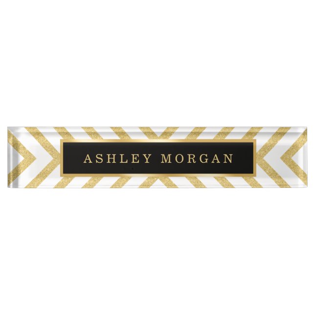 Stylish Gold Glitter Modern Premium Luxury Look Nameplate (Front)