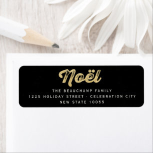 Stylish Gold Glitter Noel Holiday Address Labels