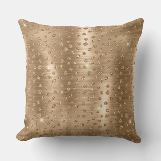 Stylish Gold Glitter Wild Cheetah Spots Pattern Cushion (Front)