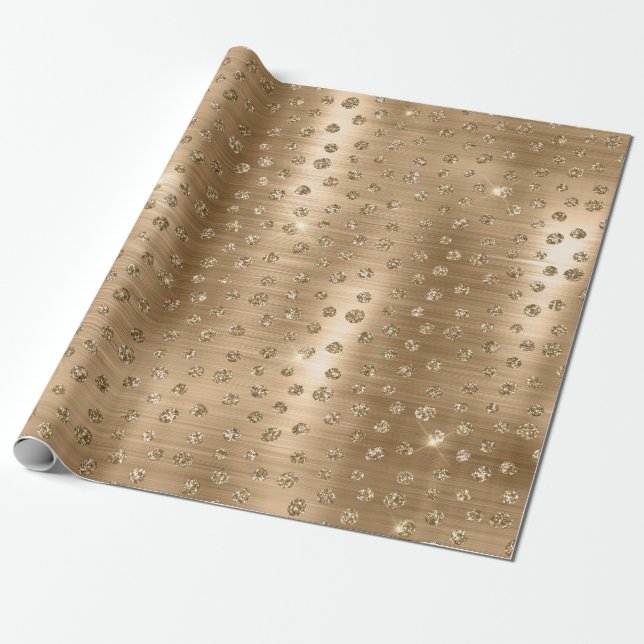 Stylish Gold Glitter Wild Cheetah Spots Pattern Wrapping Paper (Unrolled)