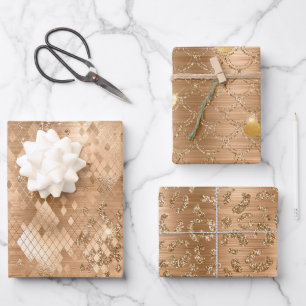 Stylish Gold Glitter Wild Jungle Animal Patterns Wrapping Paper Sheet