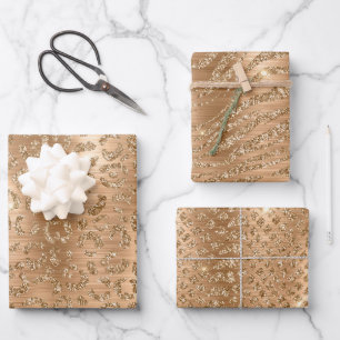 Stylish Gold Glitter Wild Leopard Spots Pattern Wrapping Paper Sheet