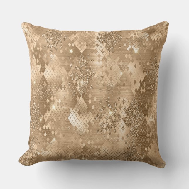 Stylish Gold Glitter Wild Snake Skin Pattern Cushion (Front)