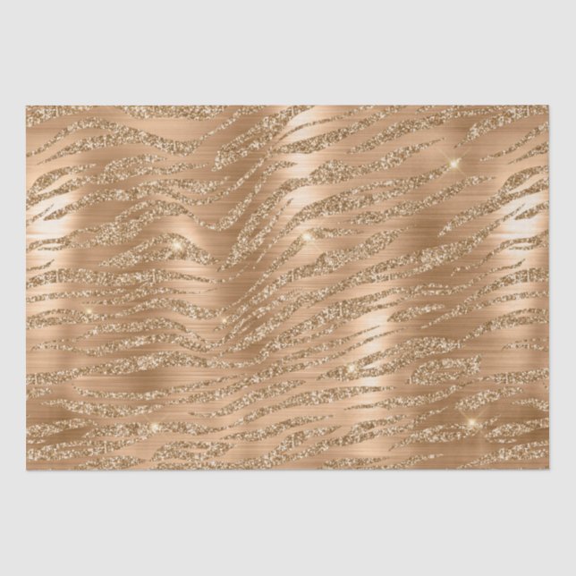 Stylish Gold Glitter Wild Tiger Stripes Pattern Tissue Paper (Front)