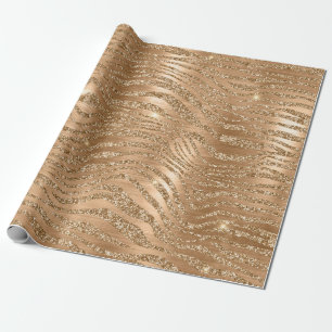 Stylish Gold Glitter Wild Zebra Stripes Pattern Wrapping Paper