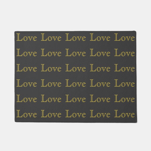 Stylish Gold Grey Classical Love Wedding Doormat (Front)