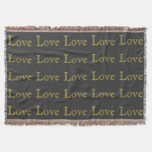 Stylish Gold Grey Classical Love Wedding Throw Blanket