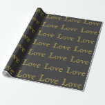 Stylish Gold Grey Classical Love Wedding Wrapping Paper<br><div class="desc">You can easily change the fonts and colours. You can also add your logo and the background image as you like.</div>