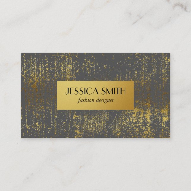 Stylish Gold Grunge Metallic Faux Gold Business Card (Front)