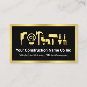 Stylish Gold Handyman Tools Gold Frame Business Card