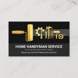 Stylish Gold Handyman Tools Renovation Business Card