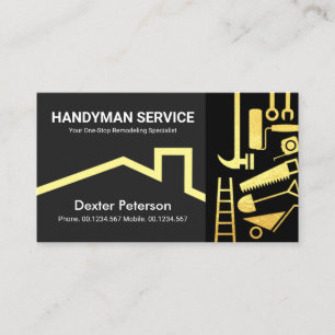 Stylish Gold Handyman Tools Roofing Business Card