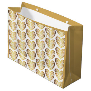 Stylish Gold Hearts Pattern Foil Valentine's Large Gift Bag