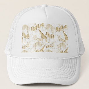 Stylish Gold Jungle Wild Animals Pattern Trucker Hat