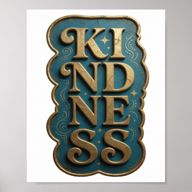 Stylish Gold KINDNESS Modern Design Poster (Front)