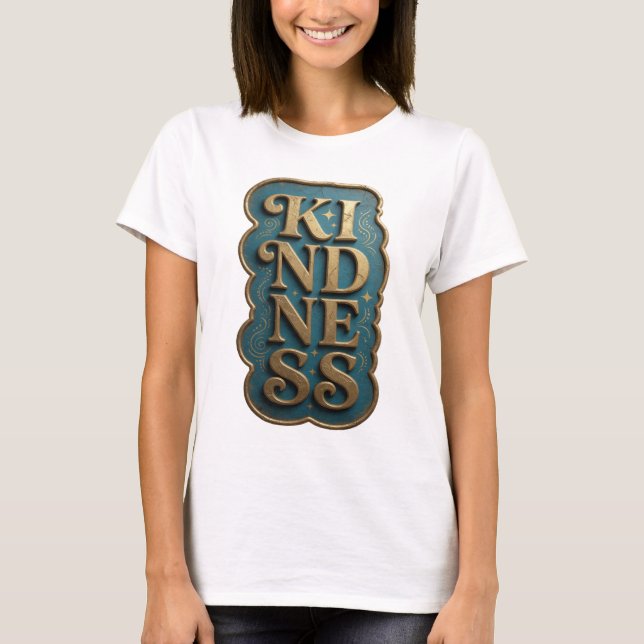 Stylish Gold KINDNESS Modern Design T-Shirt (Front)