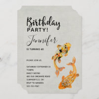 Stylish Gold Koi Fish Birthday