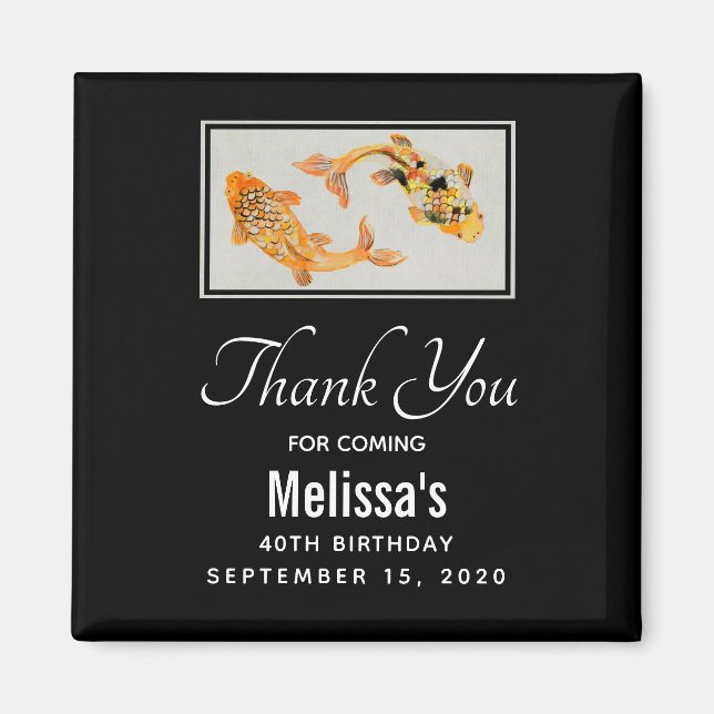 Stylish Gold Koi Fish Birthday Thank You Magnet (Front)